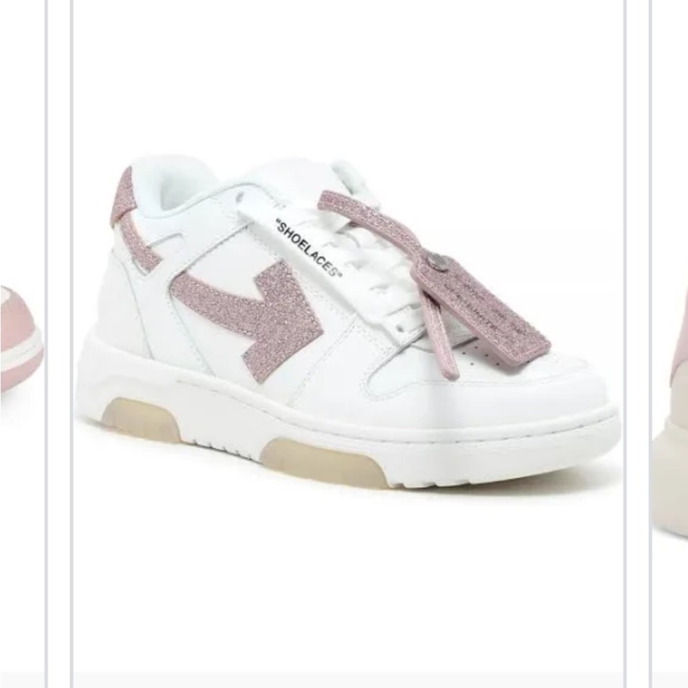 White and Pink Chunky Sole Sneakers with Overlapping Panels